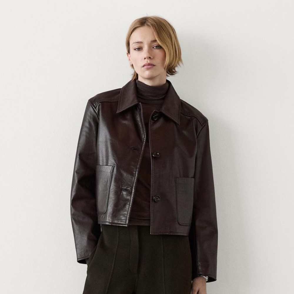 NWT - Massimo Dutti Nappa Leather Jacket with Pockets